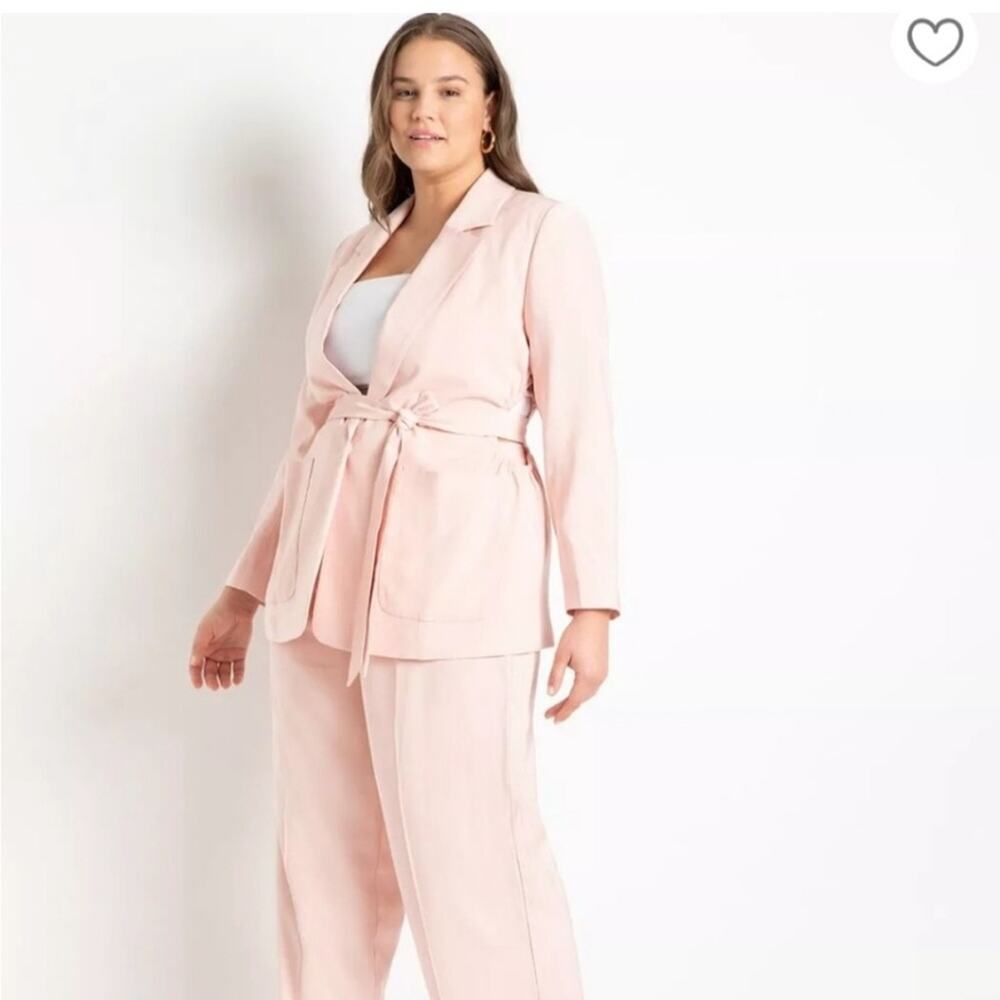 Eloquii light pastel pink side cutout belted blazer size 16 NWT feminine plus